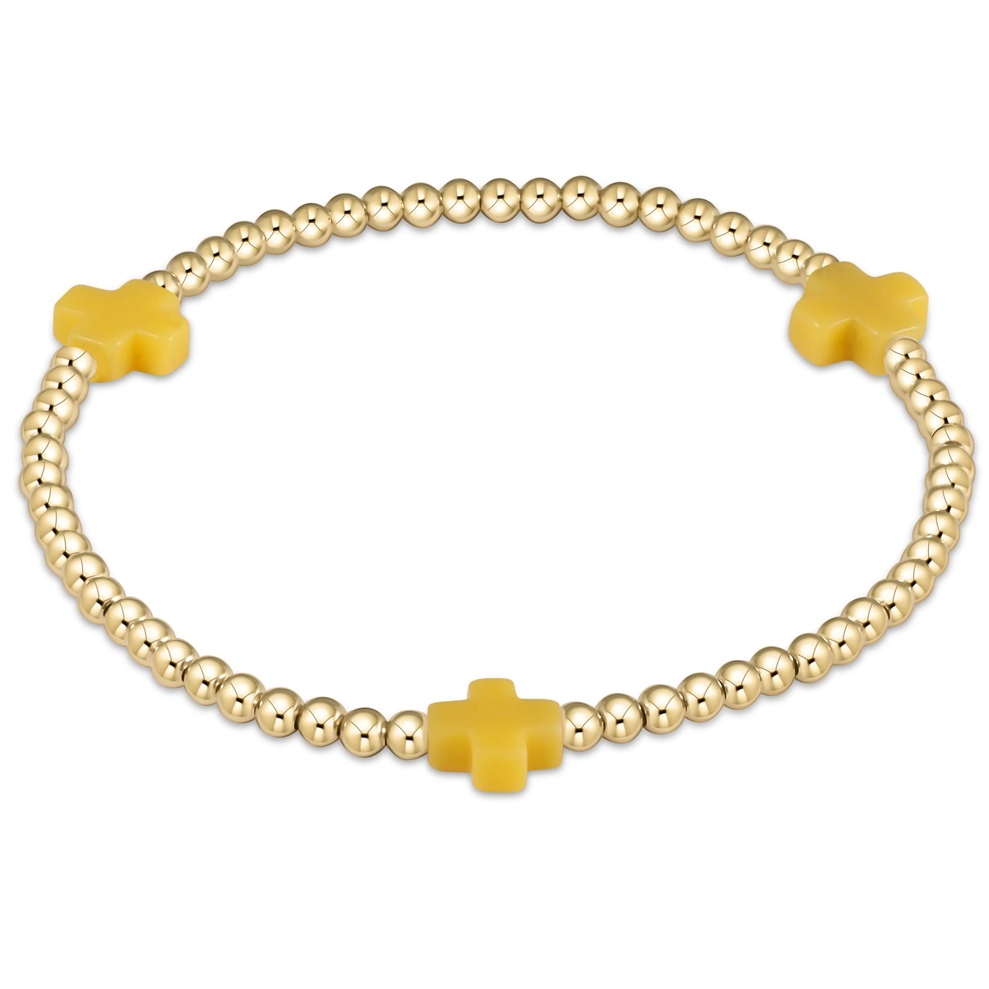signature cross 3mm gold bracelet canary