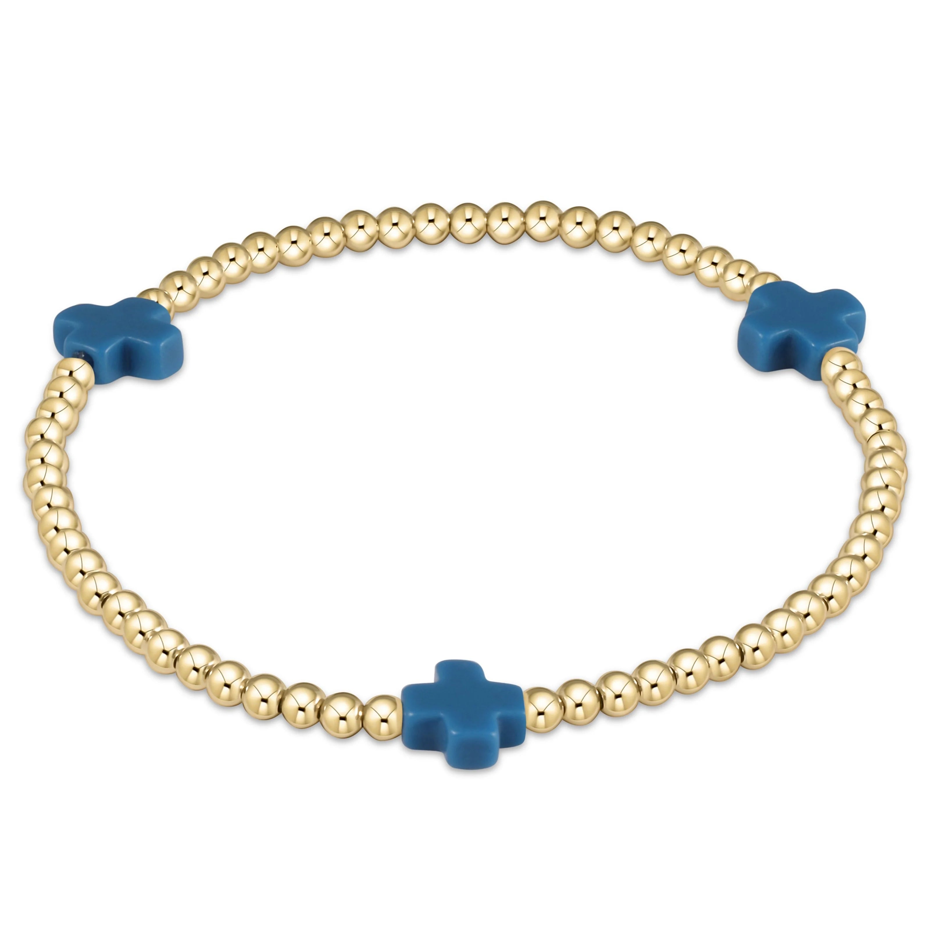 signature cross 3mm gold bracelet cobalt