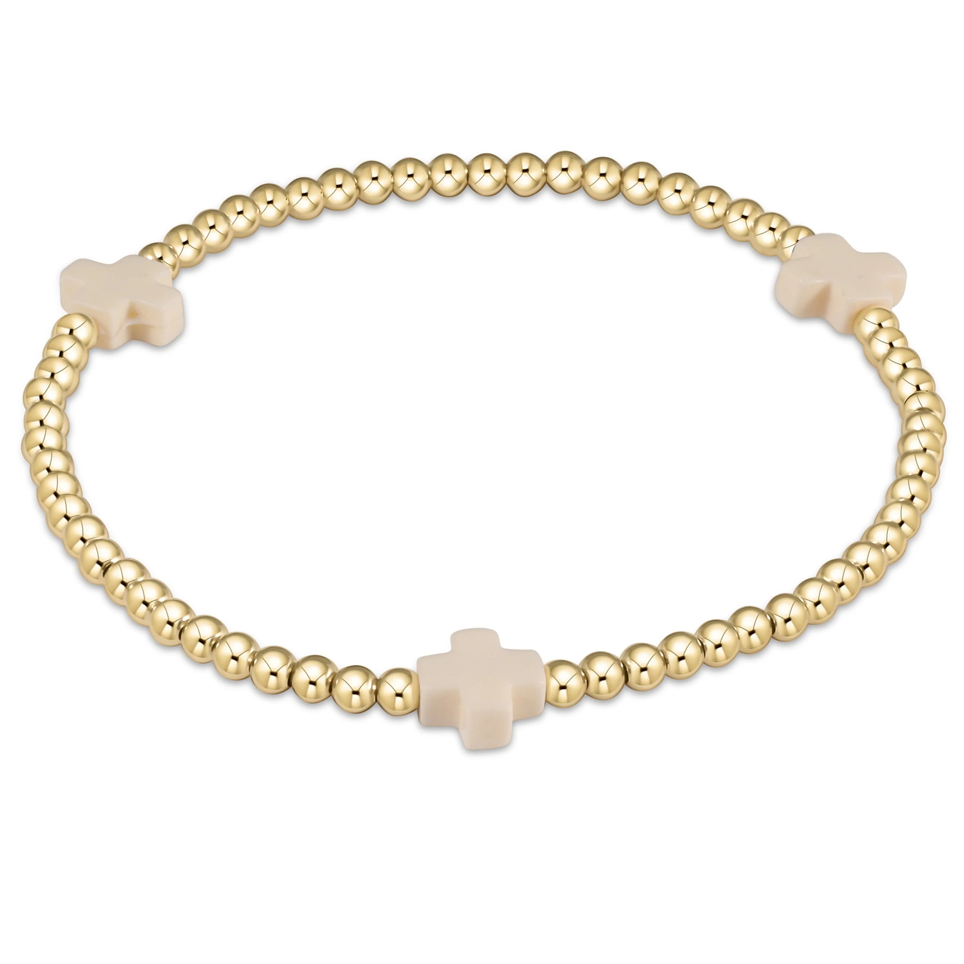 signature cross 3mm gold bracelet off white