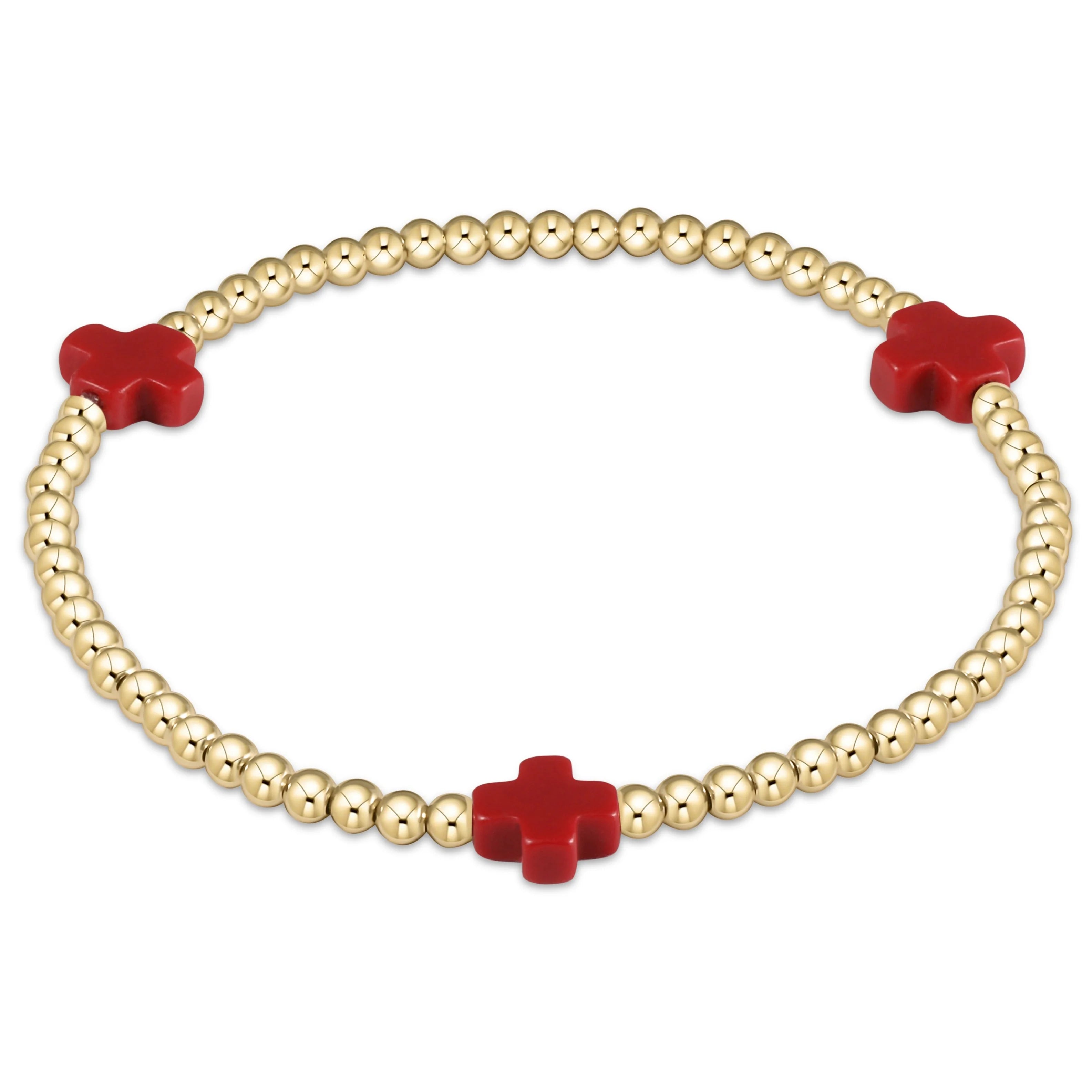 signature cross 3mm gold bracelet red