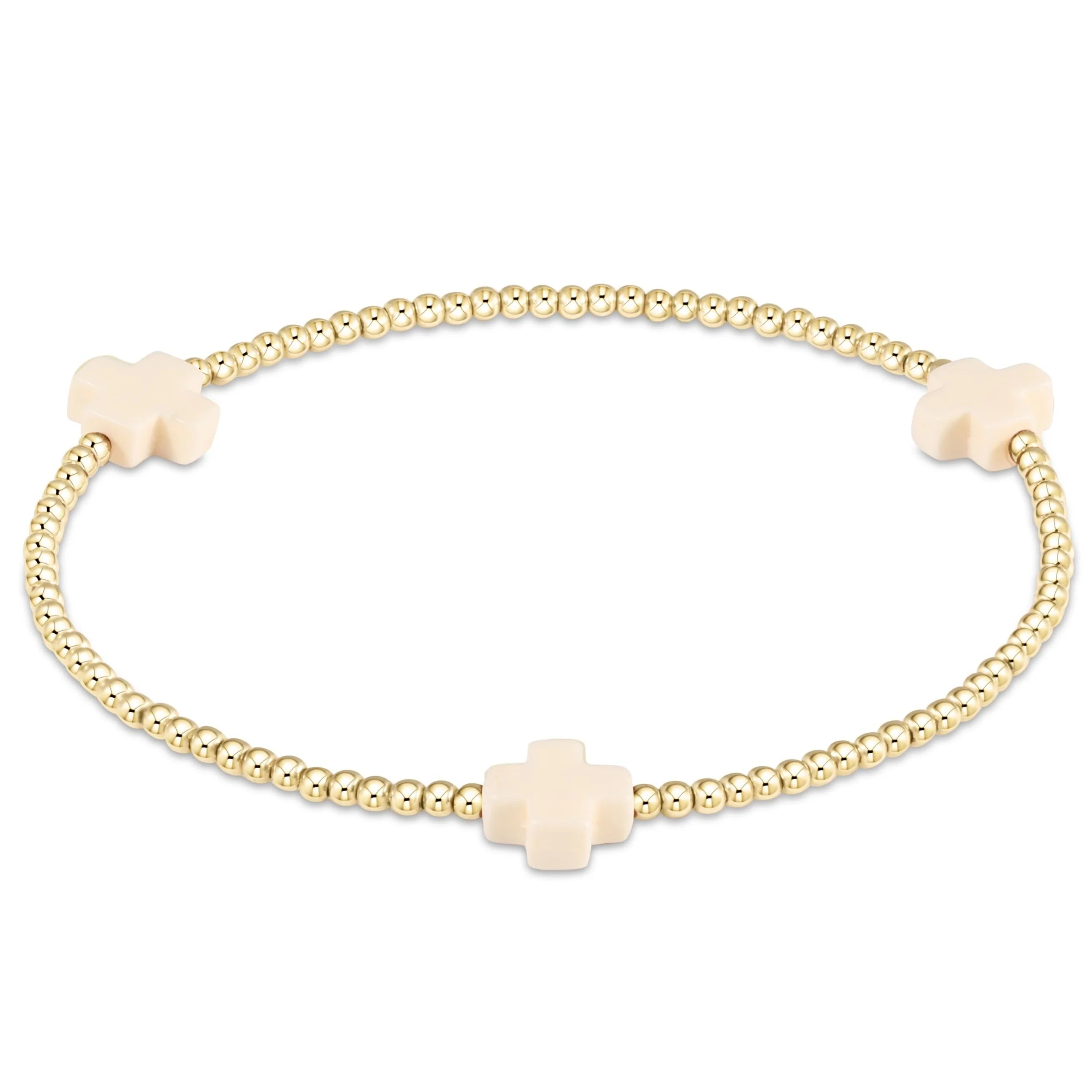 signature cross 2mm gold bracelet off white