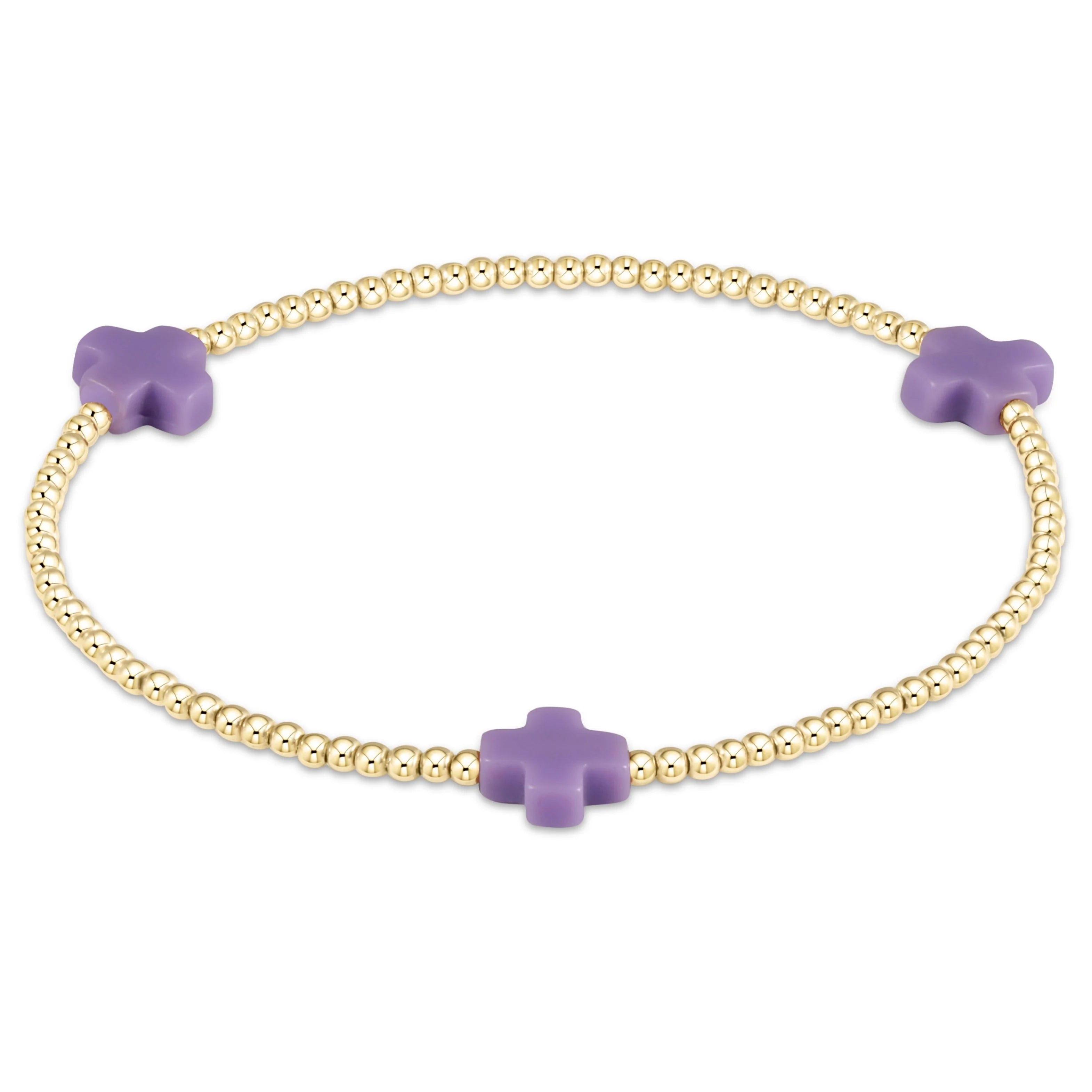 signature cross 2mm gold bracelet purple