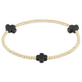 signature cross gold pattern 3mm bead bracelet - charcoal
